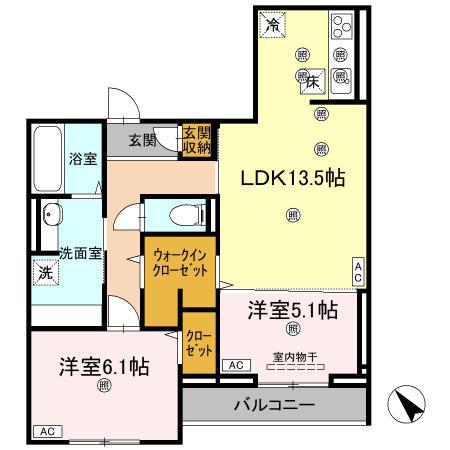 ビルゴ中吉野(2LDK/3階)の間取り写真