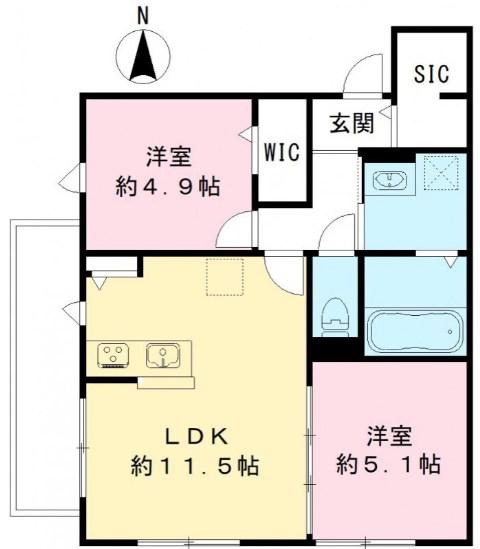ユアメゾン 富松(2LDK/3階)の間取り写真