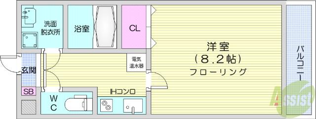 ボヌール3(1K/3階)の間取り写真