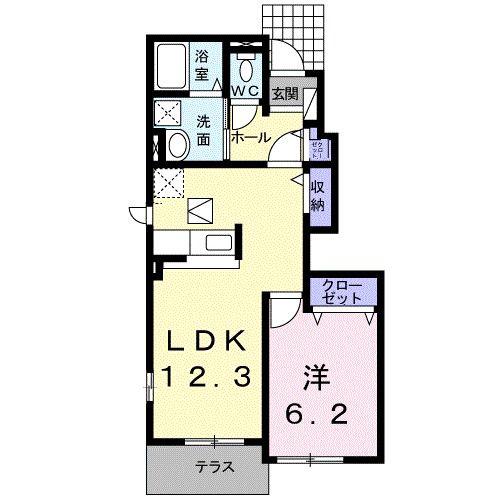 グランベールI(1LDK/1階)の間取り写真