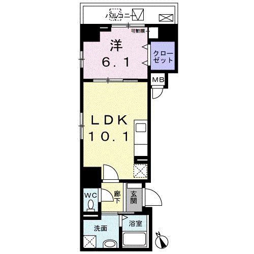 オルフェ門仲(1LDK/4階)の間取り写真