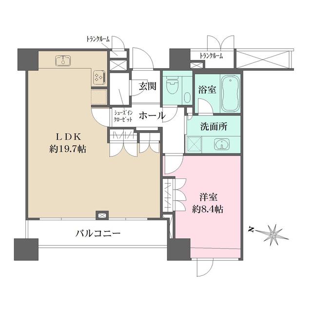 ルクセンブルグハウス(1LDK/9階)の間取り写真
