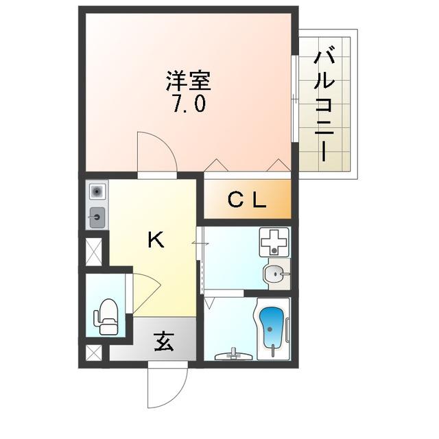 エムステージ林寺(1K/2階)の間取り写真