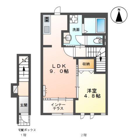 ヴァイオレット(1LDK/2階)の間取り写真