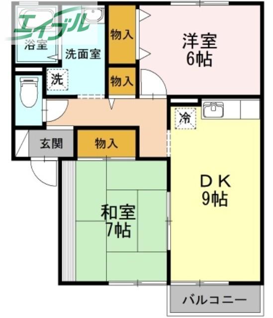 コンフォールみよし(2DK/2階)の間取り写真