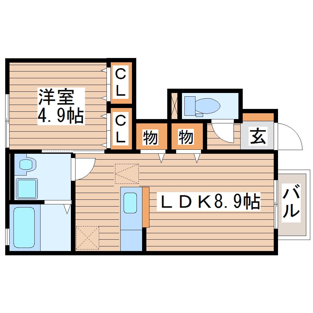 エクセル(1LDK/1階)の間取り写真