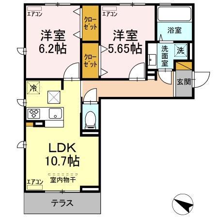 BLESS 蘇我(2LDK/1階)の間取り写真