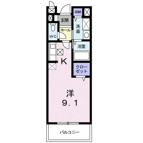ラ・ペジーブル(ワンルーム/1階)の間取り写真