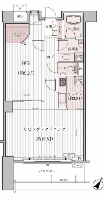 マストライフ馬車道(1LDK/8階)の間取り写真