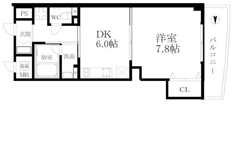 アール26(1DK/7階)の間取り写真