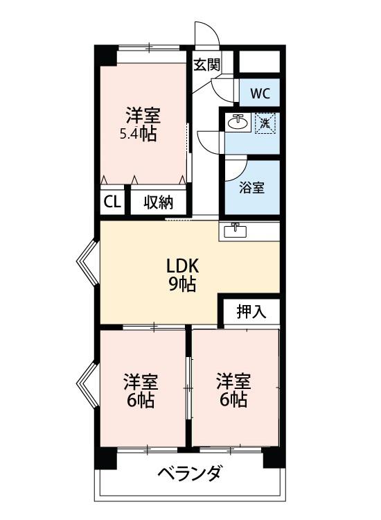 メゾン・ド・ヨサミB棟(3LDK/3階)の間取り写真