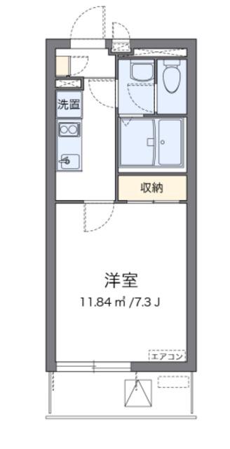 クレイノサニープレイス(1K/2階)の間取り写真