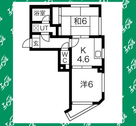 ラウムズ虹ヶ丘(2DK/2階)の間取り写真