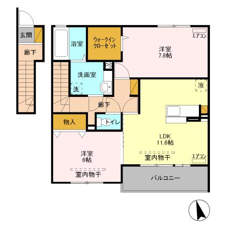 ピーノ・ポルト C202(2LDK/2階)の間取り写真