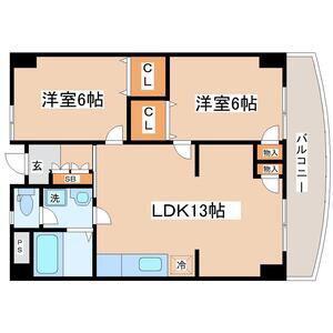 旭レジデンス(2LDK/3階)の間取り写真