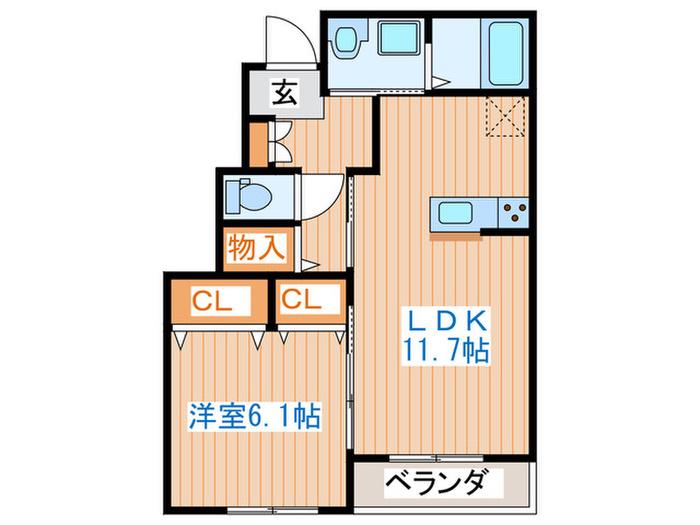 メゾンブロンシュKY(1LDK/1階)の間取り写真