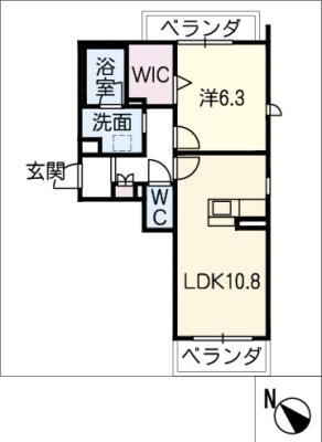 ベルナード(1LDK/2階)の間取り写真