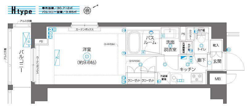 ZOOM上板橋(1K/2階)の間取り写真