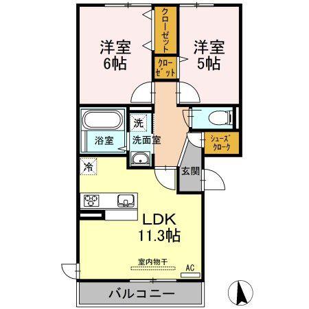リル インフィニティ(2LDK/2階)の間取り写真