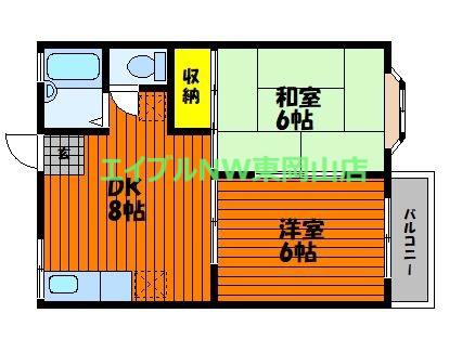 ロイヤル瀬戸(2DK/1階)の間取り写真