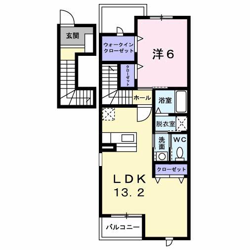 アブニールソレイユ A棟(1LDK/2階)の間取り写真