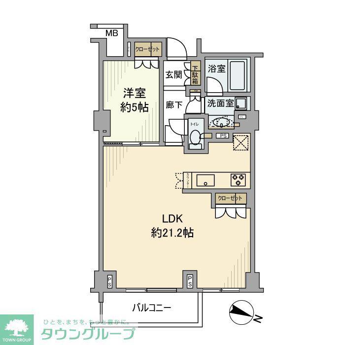 シティハウス仙川(1LDK/3階)の間取り写真