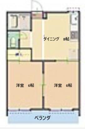 ドミール春日C棟(2DK/1階)の間取り写真
