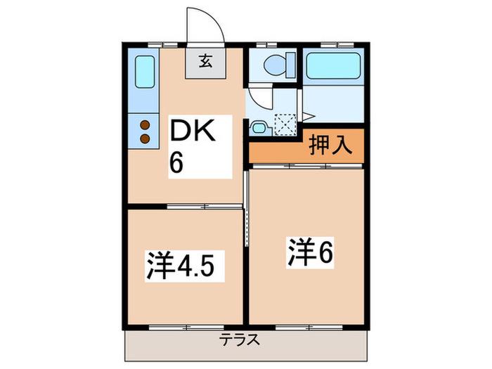 サニーハイツ(2DK/1階)の間取り写真