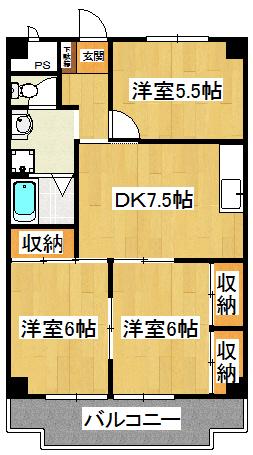 プルミエール西船(3DK/5階)の間取り写真