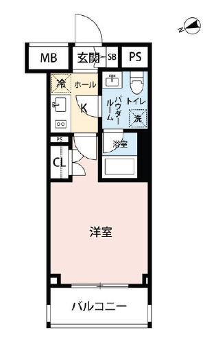 マイナビステイフラット門仲(1K/6階)の間取り写真
