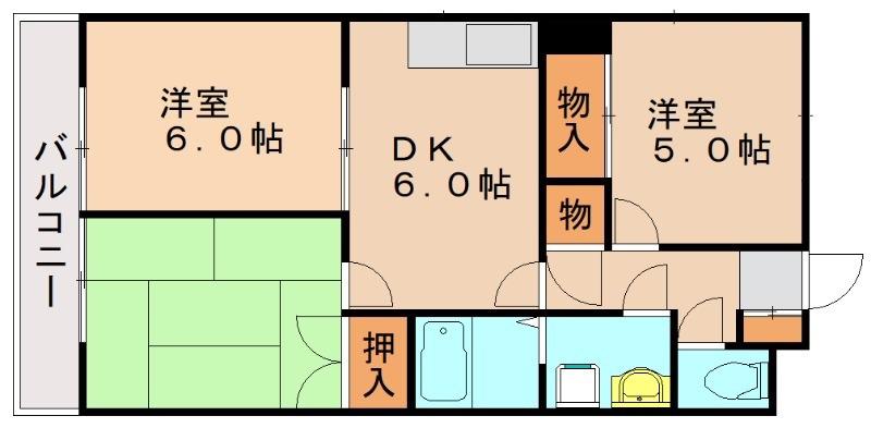 セレス空港東(3DK/2階)の間取り写真