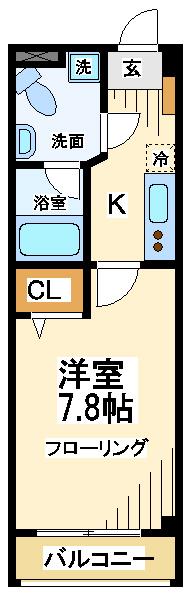 ウィステリア仙川II(1K/2階)の間取り写真