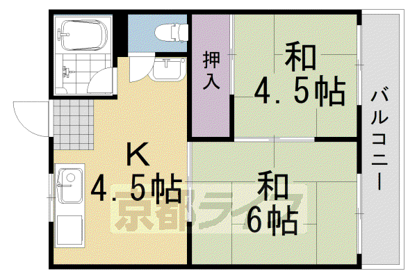 ハイツ北浦(2DK/1階)の間取り写真