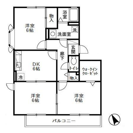 メゾン・ド・サンセール八番館(3DK/2階)の間取り写真