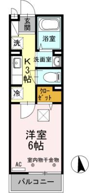 ドムスY(1K/1階)の間取り写真