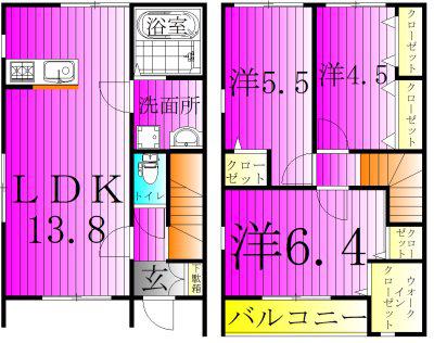 GRAND TERRACE 野々下(3LDK/1階)の間取り写真