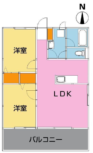 ミムートスピネル(2LDK/1階)の間取り写真