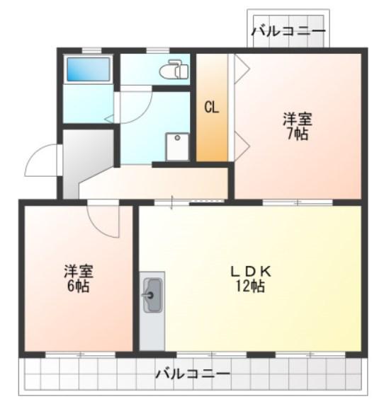 SUPERIORI(2LDK/2階)の間取り写真