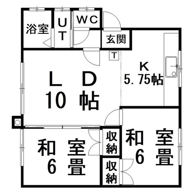 眺洋マンション(2LDK/2階)の間取り写真