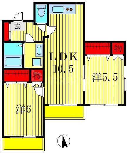 エーデルハイム(2LDK/4階)の間取り写真