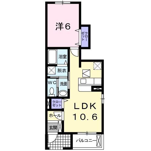プレジール(1LDK/1階)の間取り写真