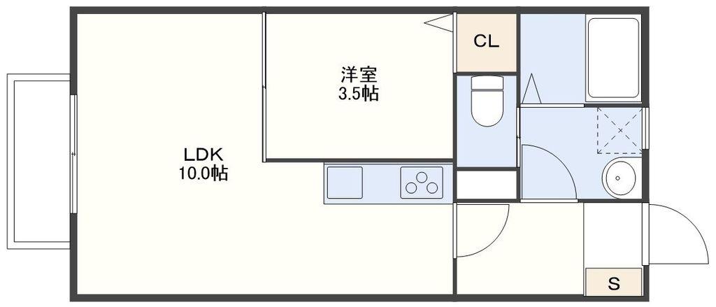 メゾン・ド・リバー中里(1LDK/1階)の間取り写真