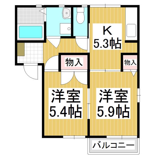 アドヴァンス大屋B(2K/1階)の間取り写真