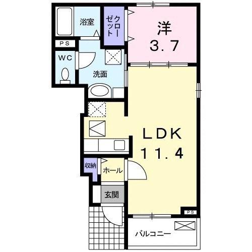 ブリーゼ春日台A(1LDK/1階)の間取り写真