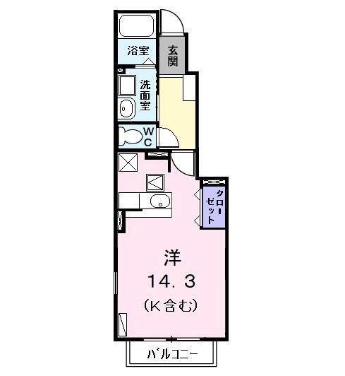 アーバンヴィラ A(ワンルーム/1階)の間取り写真