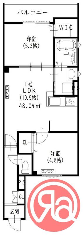 クリエオーレ鷹合(2LDK/2階)の間取り写真