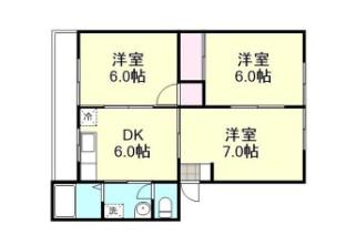 高越マンション(3DK/1階)の間取り写真