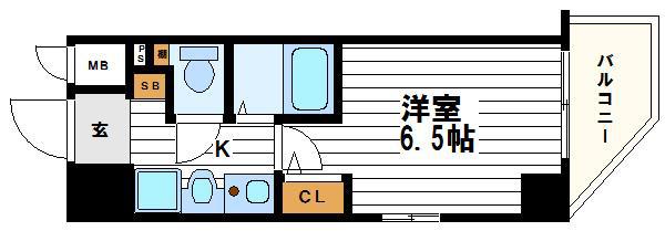 エスリード上本町北(1K/11階)の間取り写真