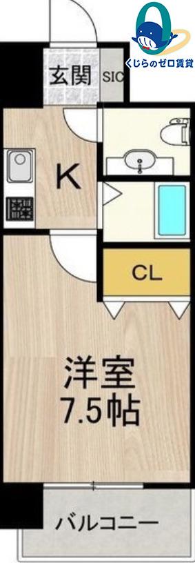 フロンティアタワー名駅南(1K/6階)の間取り写真
