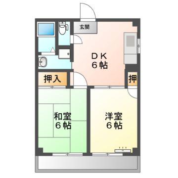 ビレッジ栄C棟(2DK/4階)の間取り写真